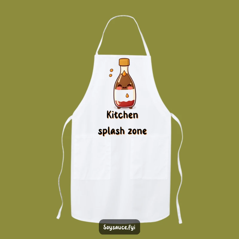 Funny Kawaii Soy Sauce Apron: Cook with a Smiling Bottle, Hilarious Kitchenwear