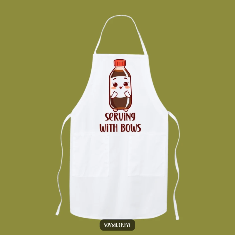 Funny Kitchen Soy Sauce Apron: Bowing Chef's Welcome, Humorous Gift for Cooks