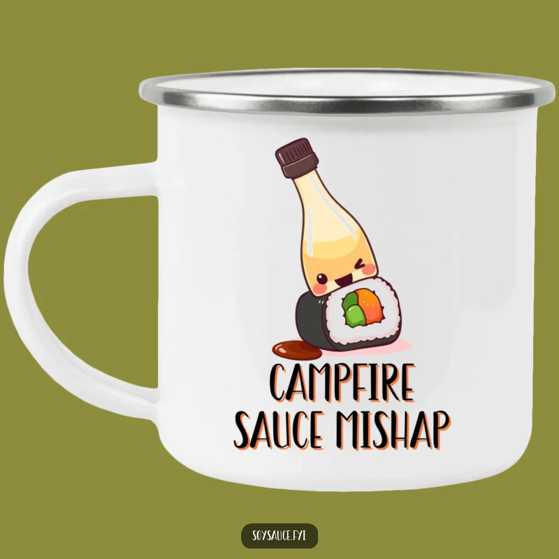 Durable Funny Kawaii Soy Sauce Camping Mug - Adventure & Sushi Humor