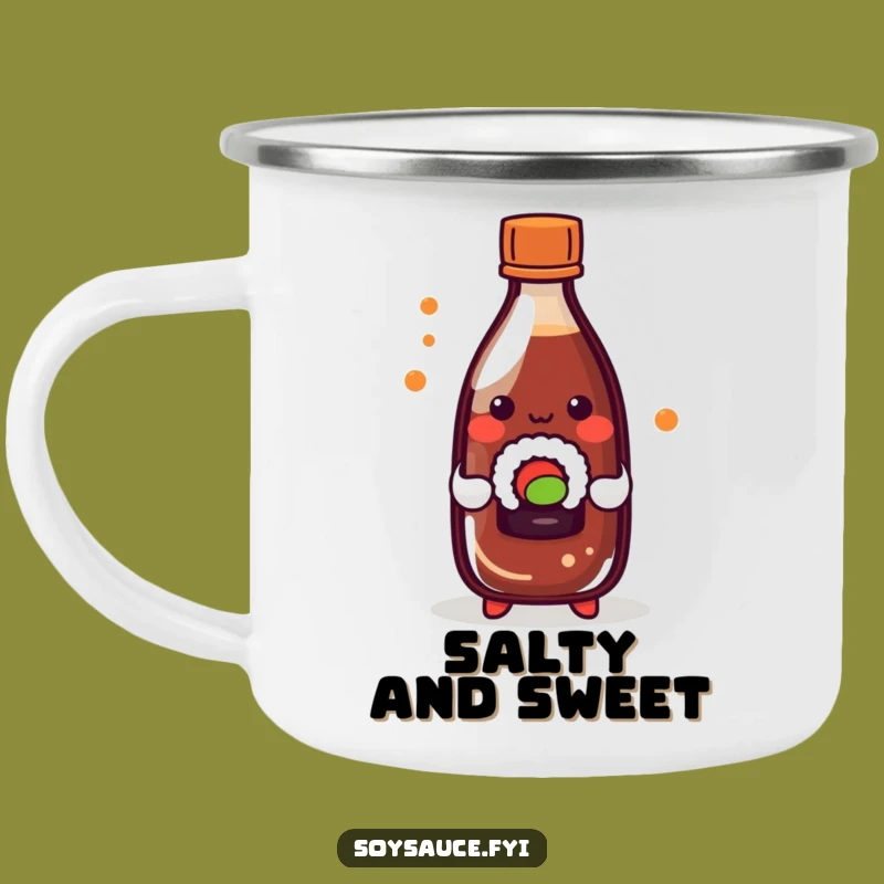 Funny Kawaii Soy Sauce Sushi Camping Mug - Playful Outdoor Food Humor Gift
