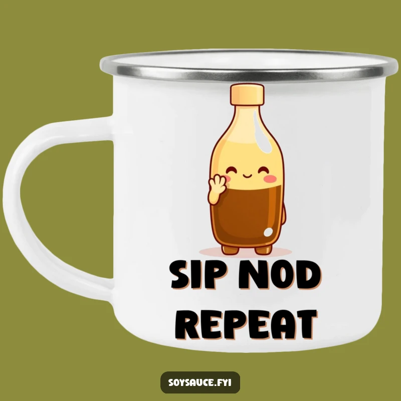 Funny Soy Sauce Nod Camping Mug: Cheerful Outdoor Drinkware, Perfect Funny Gift