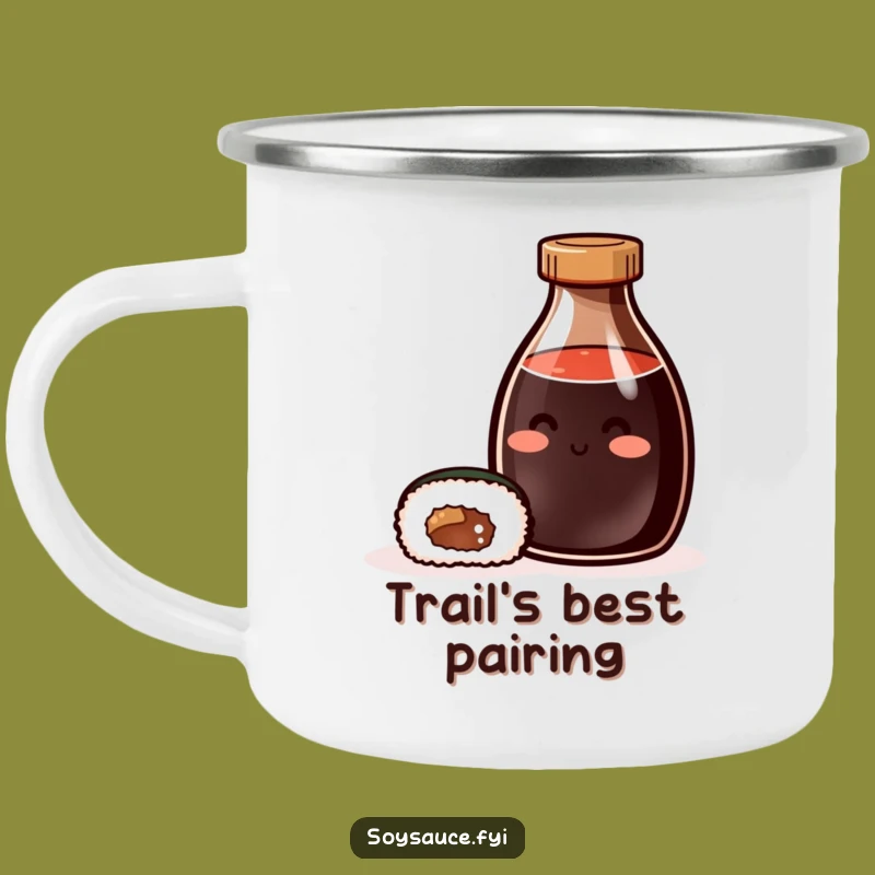 Funny Soy Sauce & Sushi Camping Mug: Delicious Sips Outdoors!