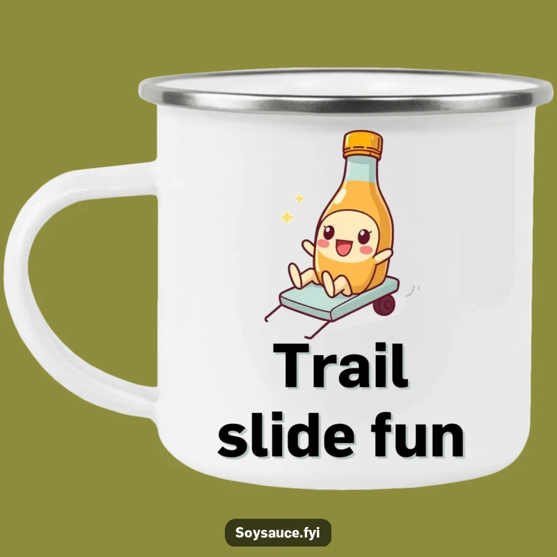 Funny Sliding Soy Sauce Camping Mug: Playful Bottle, Hilarious Humorous Outdoor Gift