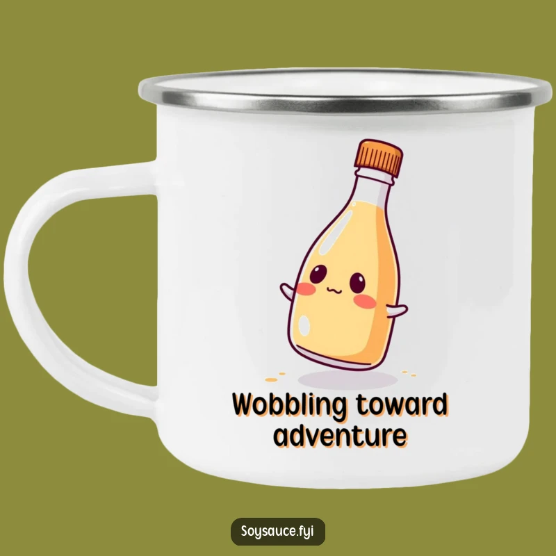 Funny Kawaii Soy Sauce Camping Mug: Comical Wobble for Outdoor Adventures