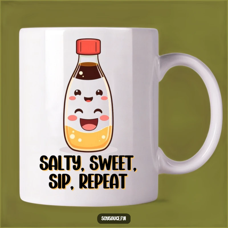 Funny Kawaii Soy Sauce Mug: Cheerful Character Gift for Salty Mornings