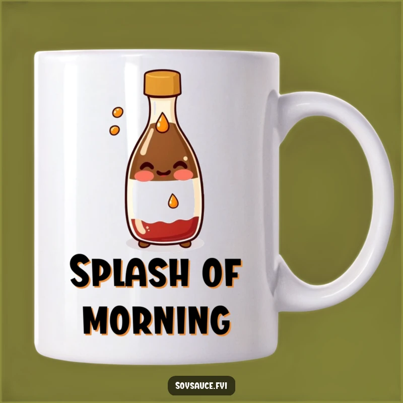 Funny Kawaii Soy Sauce Mug: Smiling Bottle Splashing, Perfect Cute Gift