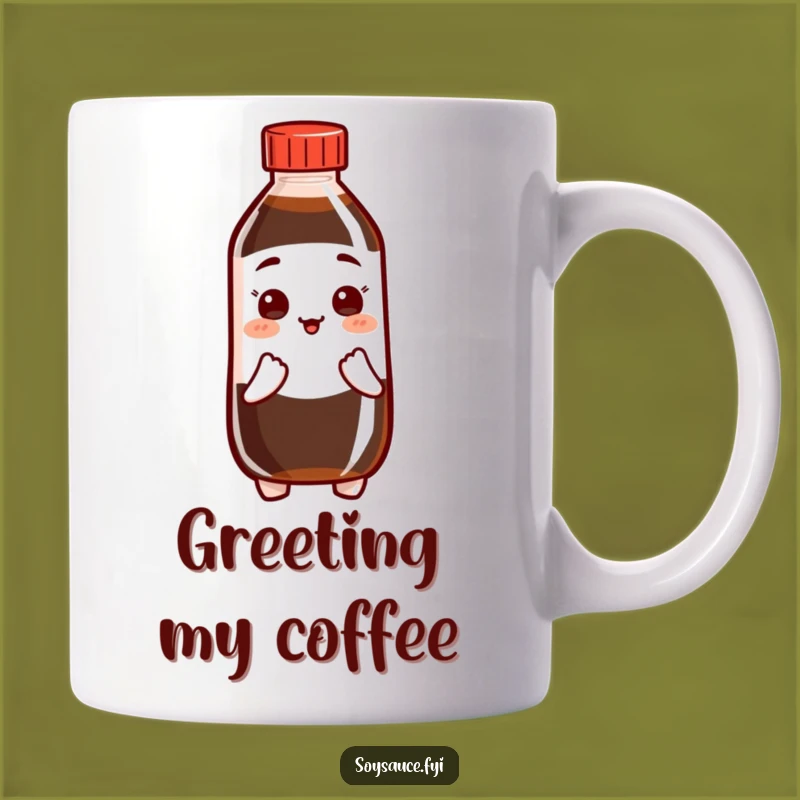 Funny Polite Soy Sauce Mug: Bowing Character, Perfect Humorous Gift for Gracious Mornings