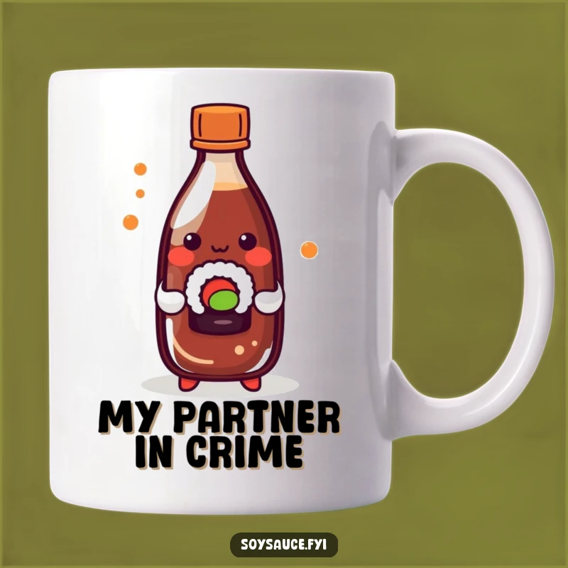Funny Kawaii Soy Sauce Sushi Mug - Playful Asian Food Humor Gift