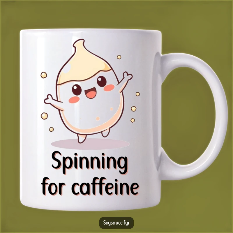 Funny Kawaii Soy Sauce Spin Mug: Hilarious Character Gift for Lively Mornings