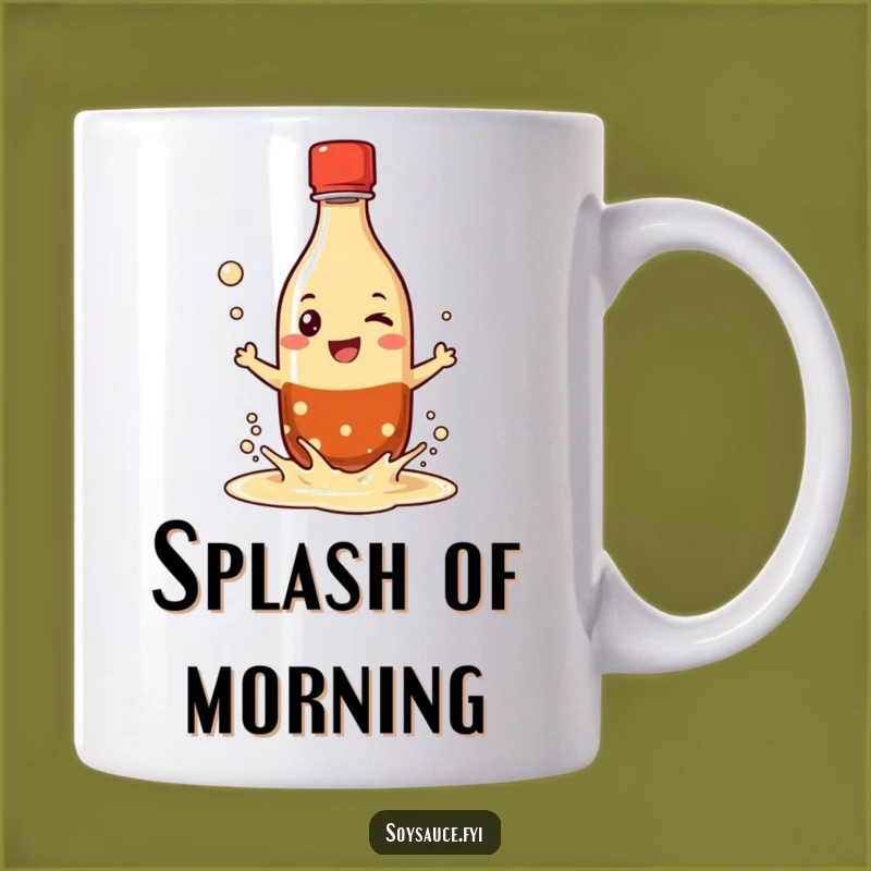 Funny Soy Sauce Mug: Grinning Bottle Character - Playful Splash Cup Gift!