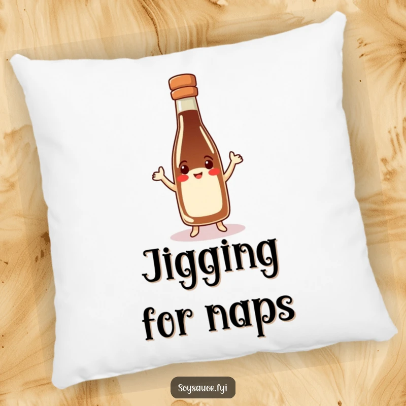 Funny soy sauce bottle pillow, happy character in hat doing a jig, soft and comfortable, adds humor to sofas.