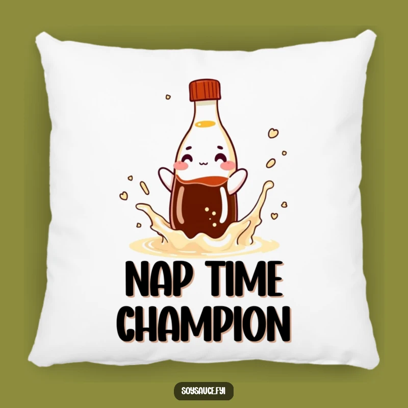 Funny Soy Sauce Splash Pillow: Cozy Condiment Character Cushion Gift