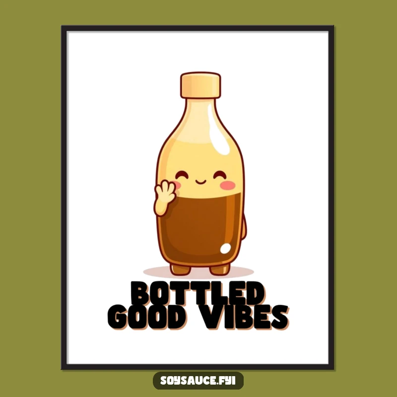 Funny Soy Sauce Nod Digital Art: Cheerful Character Print, Perfect Funny Gift