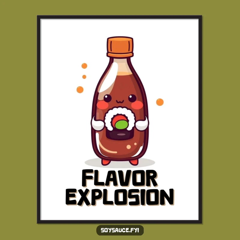 Funny Kawaii Soy Sauce Sushi Digital Art - Playful Printable Food Gift
