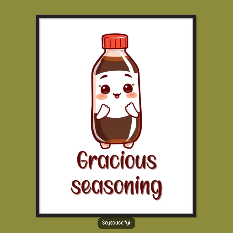 Funny Bowing Soy Sauce Art: Polite Bottle Print, Instant Humorous Decor Gift