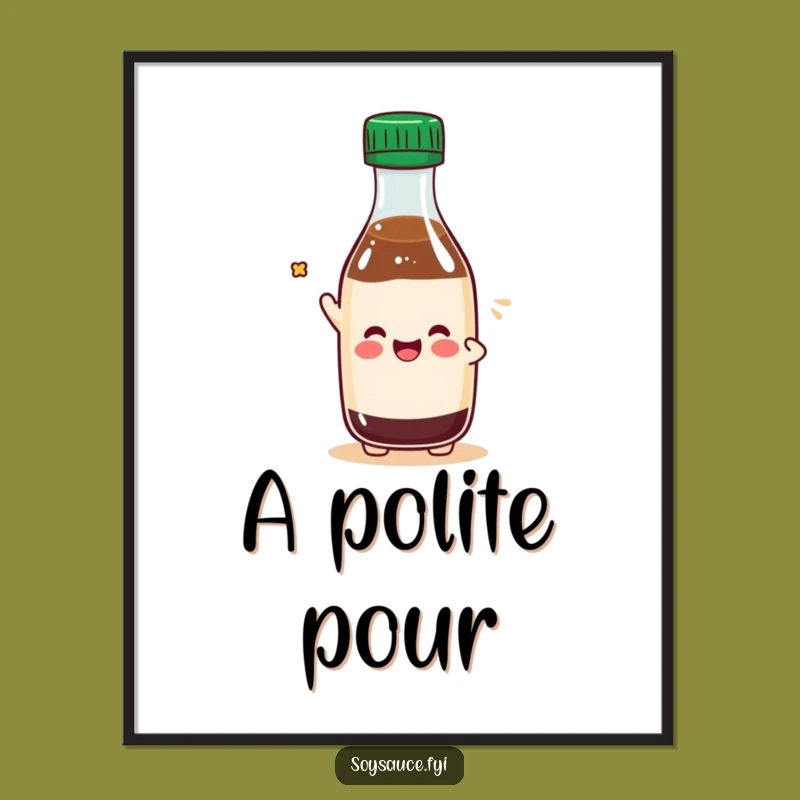 Funny Kawaii Soy Sauce Cap Tip Digital Art: Instant Charm for Your Walls