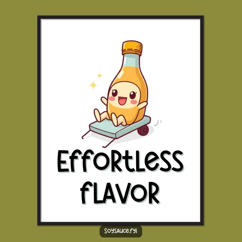 Funny Sliding Soy Sauce Art: Playful Bottle Print, Instant Humorous Decor Gift