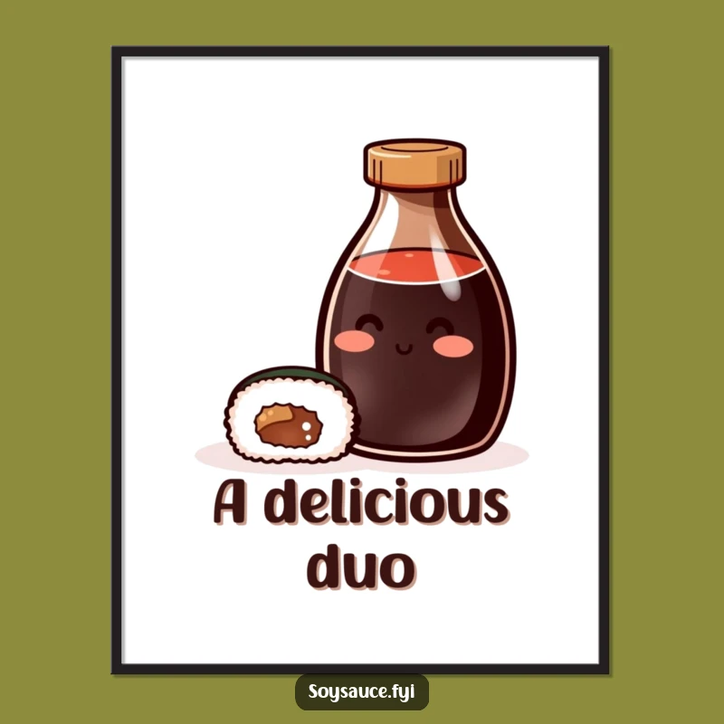 Funny Soy Sauce & Sushi Digital Art: Instant Culinary Charm!