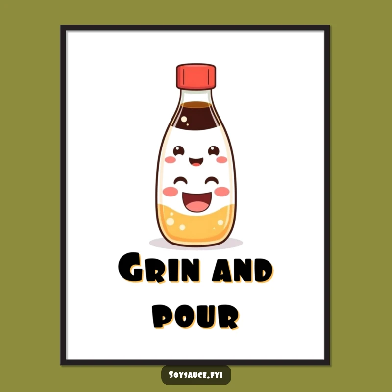 Funny Kawaii Soy Sauce Digital Art: Instant Cheerful Decor for Your Walls