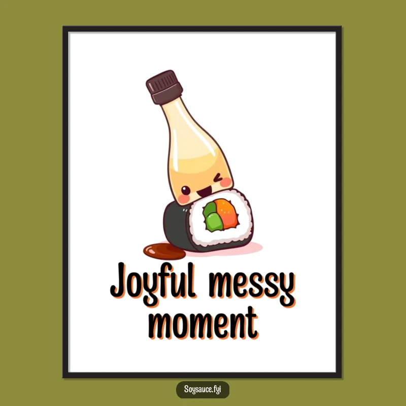 Printable Funny Kawaii Soy Sauce Art - Instant Sushi Humor Decor