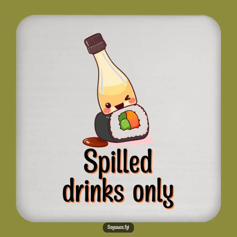 Funny Kawaii Soy Sauce Coaster - Protect Drinks with Sushi Humor