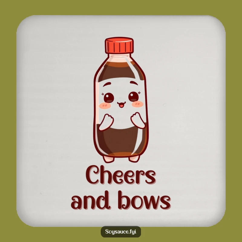 Funny Protective Soy Sauce Coaster: Bowing Character, Cute Humorous Gift Table Saver