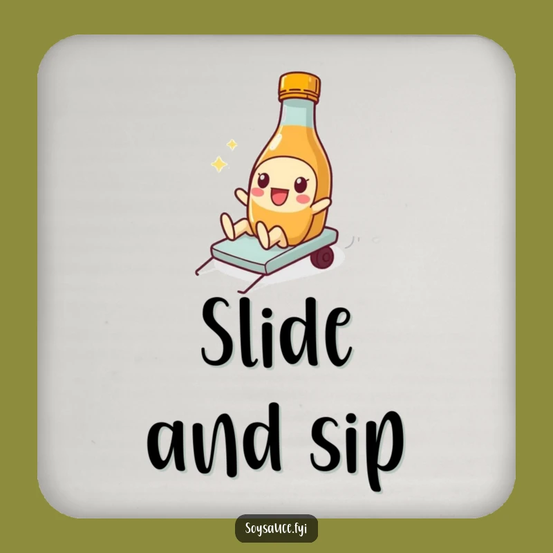 Funny Protective Soy Sauce Coaster: Sliding Design, Cute Humorous Gift Table Saver