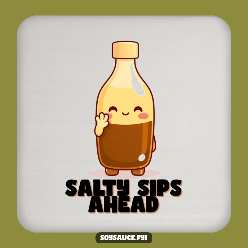 Funny Soy Sauce Nod Coaster: Cheerful Bottle Protector, Perfect Funny Gift