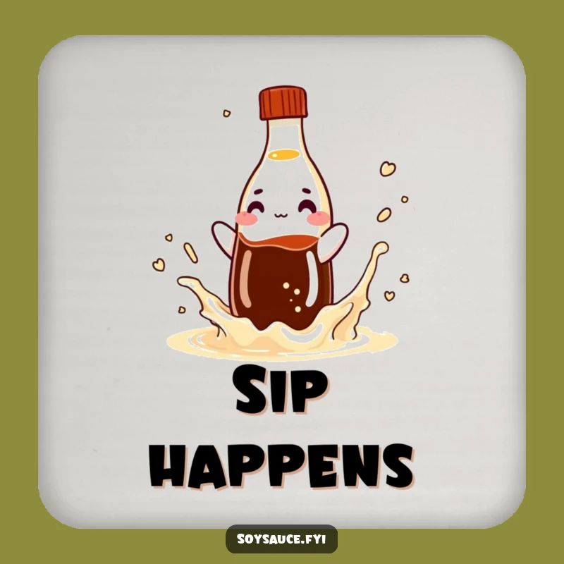 Funny Soy Sauce Splash Coaster: Protect Surfaces with Sauce Humor Gift