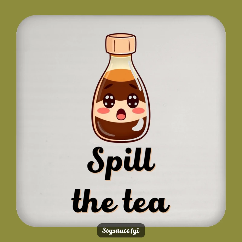 Funny Surprised Soy Sauce Drink Coaster: Protect Surfaces with a Shock!