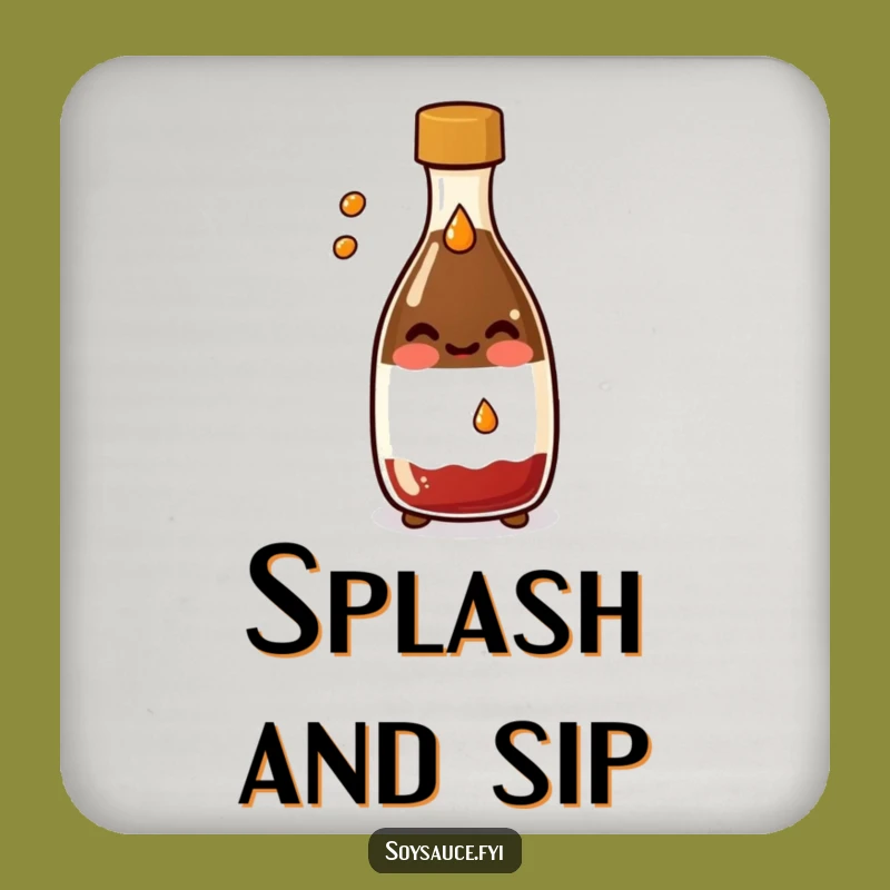 Funny Kawaii Soy Sauce Coasters: Smiling Bottle Splashing - Protect Tables with Charm