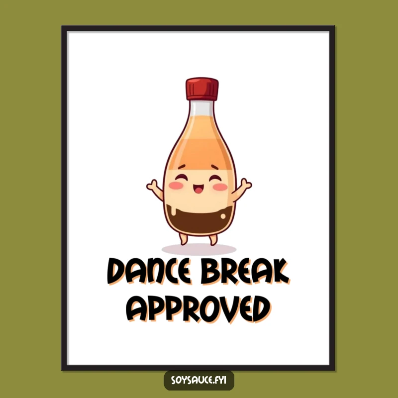 Funny Kawaii Soy Sauce Poster: Winking Bottle Jigging Art, Hilarious Dance Decor