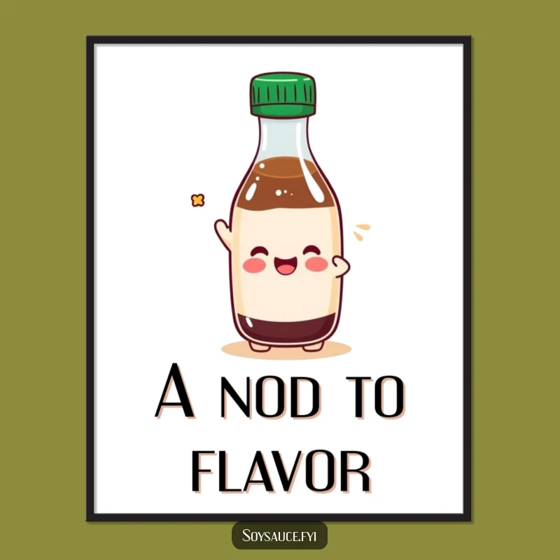 Funny Kawaii Soy Sauce Cap Tip Poster: Charming Wall Art for a Friendly Space