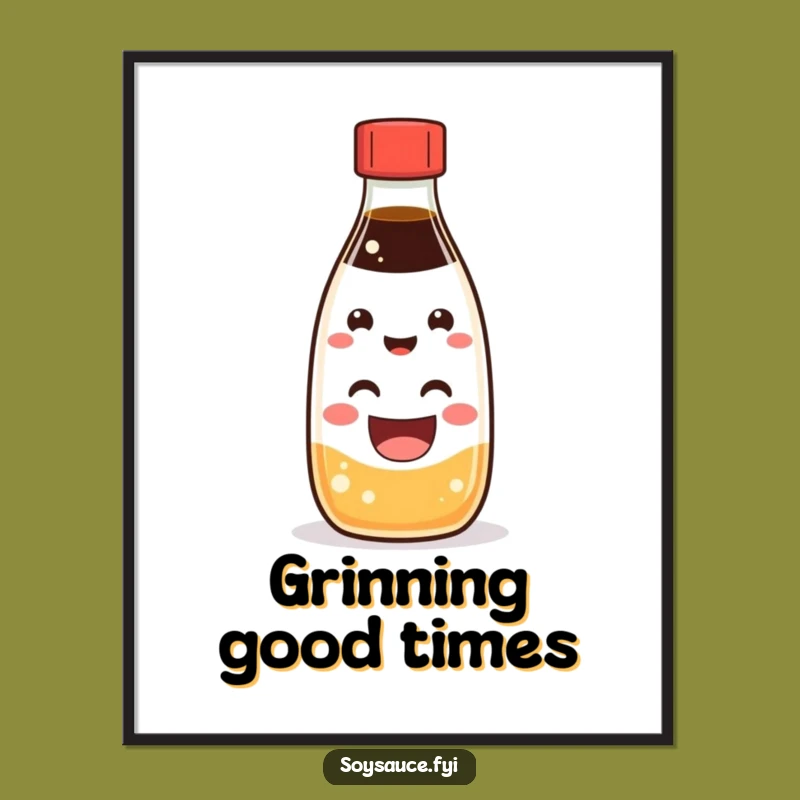 Funny Kawaii Soy Sauce Grin Poster: Cheerful Wall Art for a Happy Home