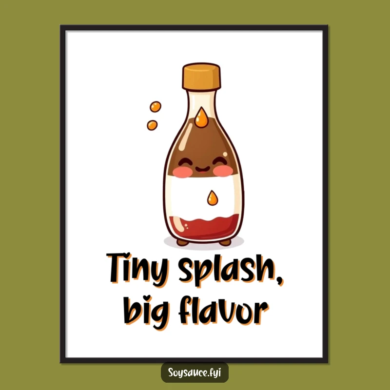 Funny Kawaii Soy Sauce Poster: Smiling Bottle Art, Hilarious Splash of Joy