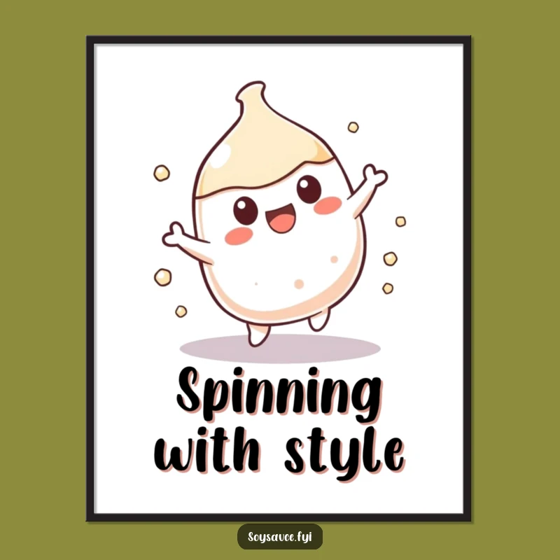 Funny Kawaii Soy Sauce Spin Poster: Dynamic Wall Art for a Lively Space