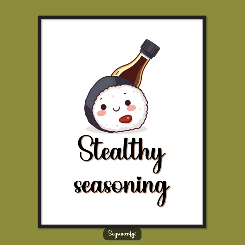 Funny Soy Sauce Sushi Poster: Playful Wall Art for Kitchen and Dining Room