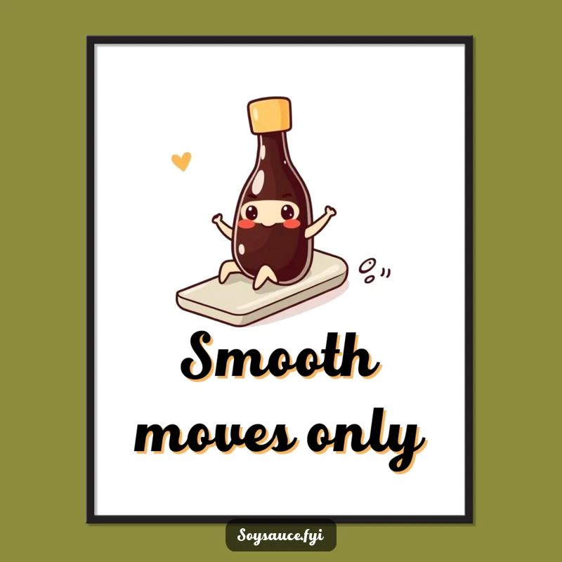Funny Kawaii Soy Sauce Slide Poster - Dynamic & Humorous Wall Art