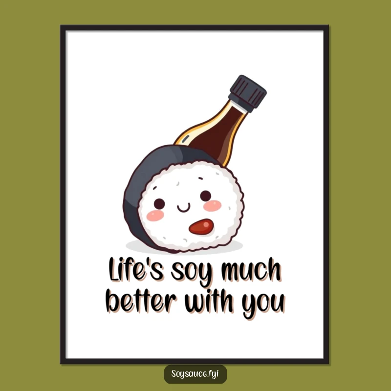 Free Printable Wall Art: Funny Soy Sauce Sushi Art for a Quirky Kitchen Decor