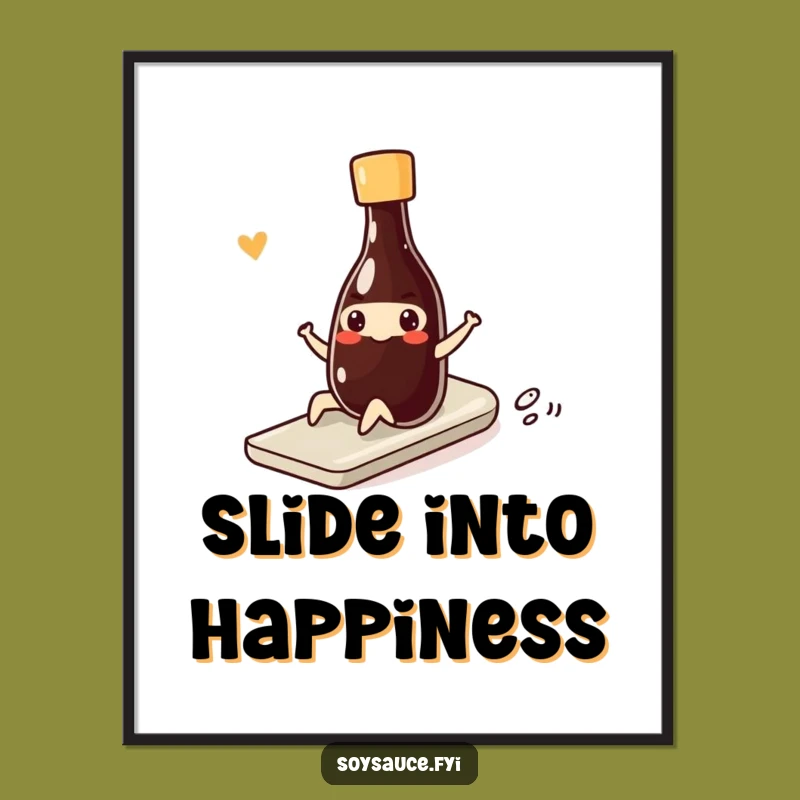 Free Printable Wall Art: Kawaii Soy Sauce Slide - Funny Downloadable Art