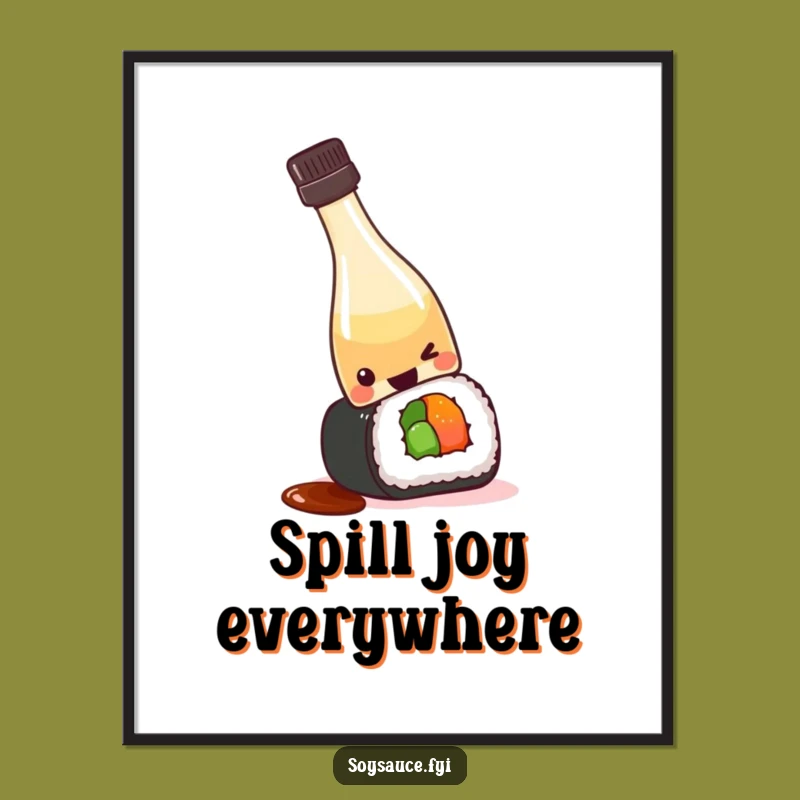 Free Printable Wall Art: Kawaii Soy Sauce Spill - Funny Downloadable Art