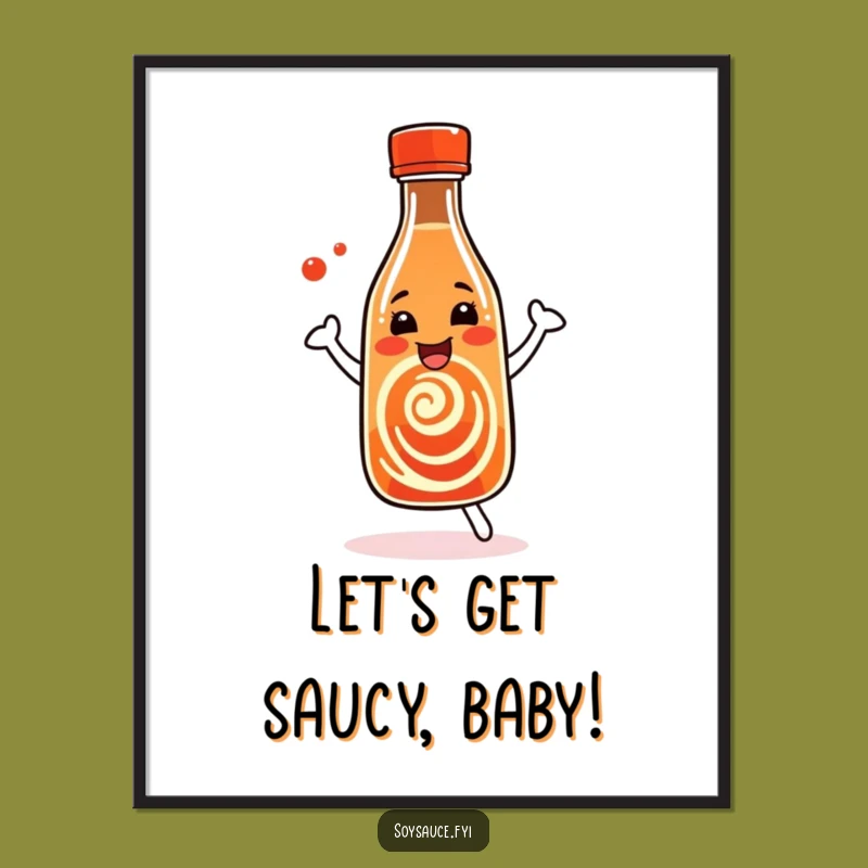 Funny Free Printable Wall Art: Dancing Soy Sauce Bottle, Swirl Decor, Downloadable Art