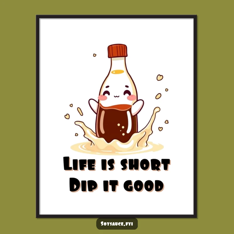 Free Printable Wall Art: Playful Soy Sauce Bottle Splashing, Funny Kitchen Decor