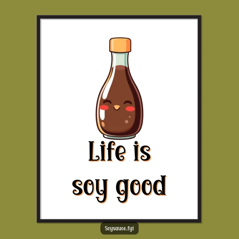 Funny Free Printable Wall Art: Grinning Soy Sauce Bottle, Downloadable Decor