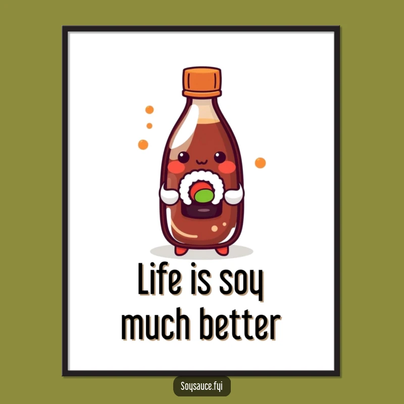 Funny Free Printable Wall Art: Soy Sauce Sushi Lover, Downloadable Foodie Decor