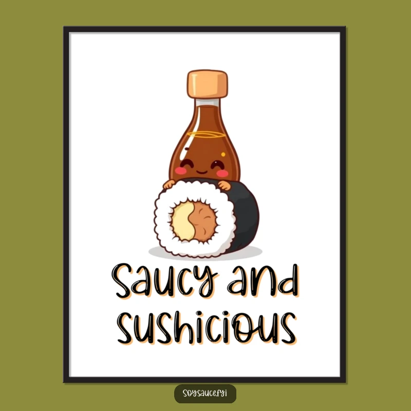 Free Printable Wall Art: Giggling Soy Sauce & Sushi, Fun Downloadable Decor