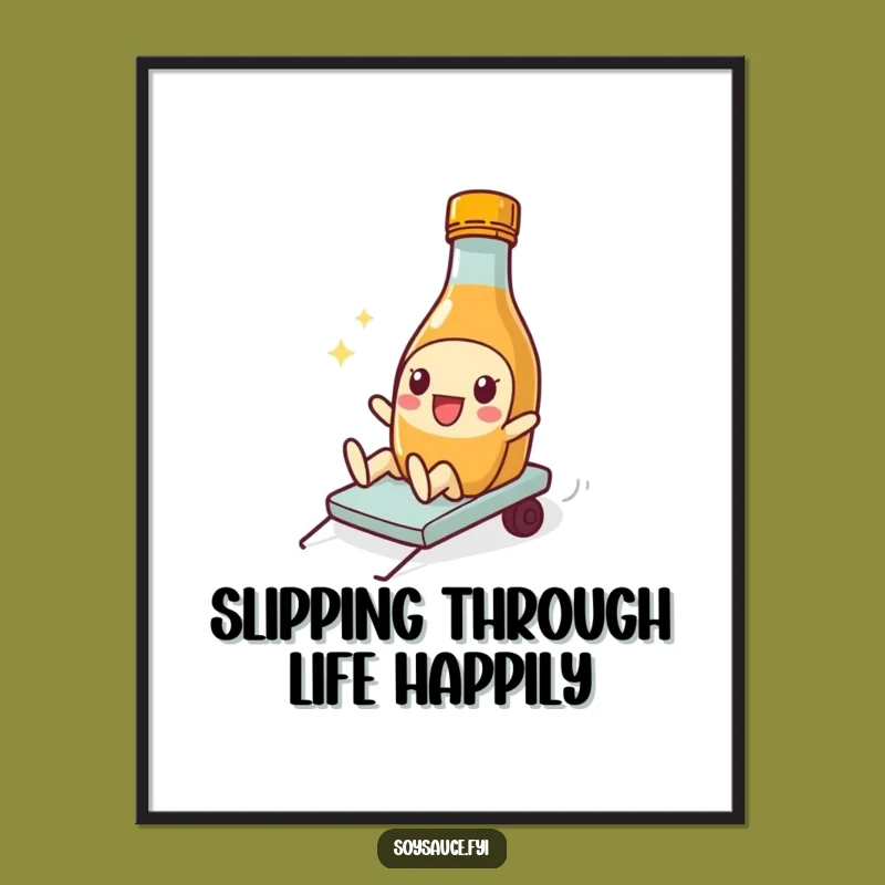 Funny Free Printable Wall Art: Sliding Soy Sauce, Playful Decor, Downloadable Art