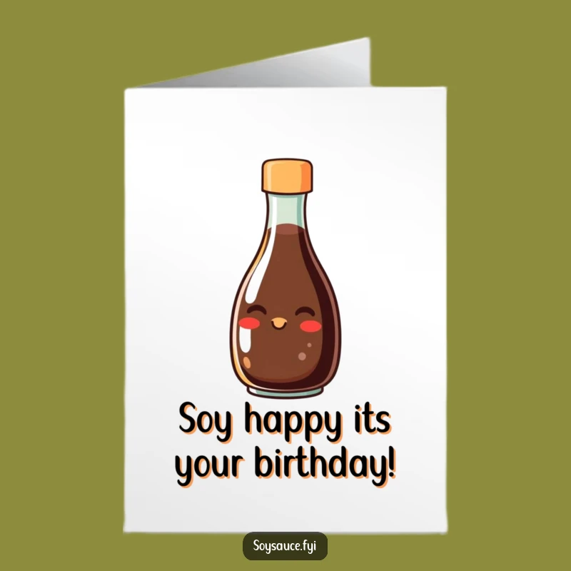Free Printable Birthday Card: Grinning Soy Sauce Bottle, Fun Downloadable Gift