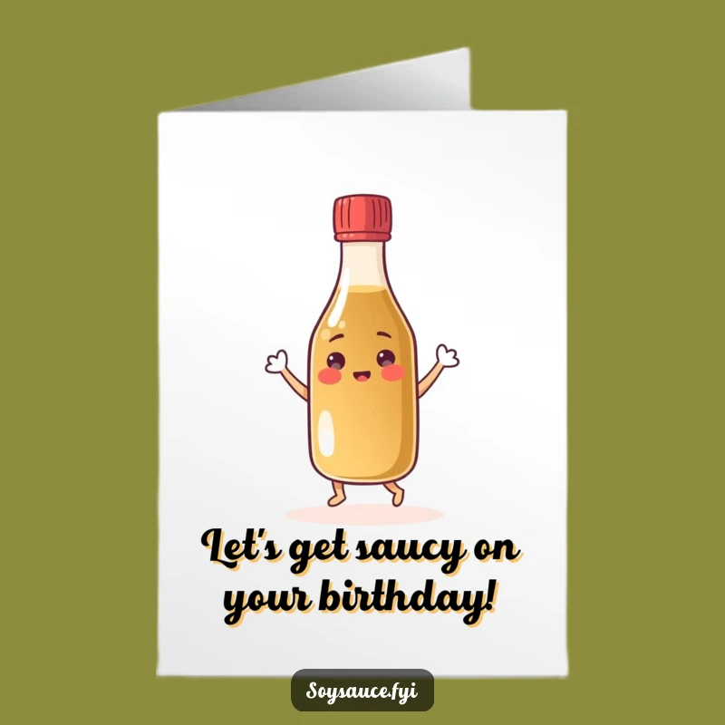 Free Printable Birthday Card: Dancing Soy Sauce Bottle for a Fun Celebration!