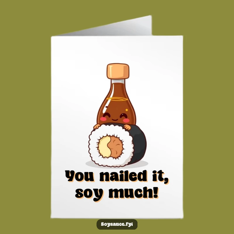 Free Printable Congrats Card: Giggling Soy Sauce & Sushi, Fun Downloadable Gift